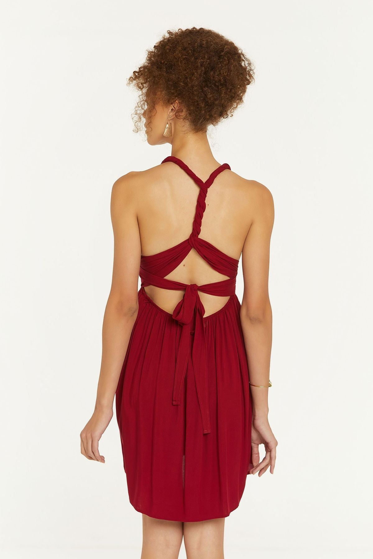 Open Back Short Dress Red