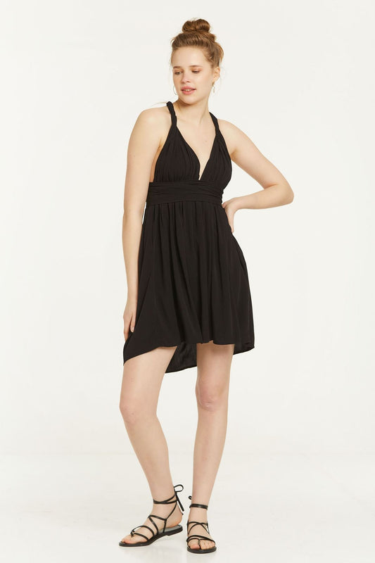 Open Back Short Dress Black