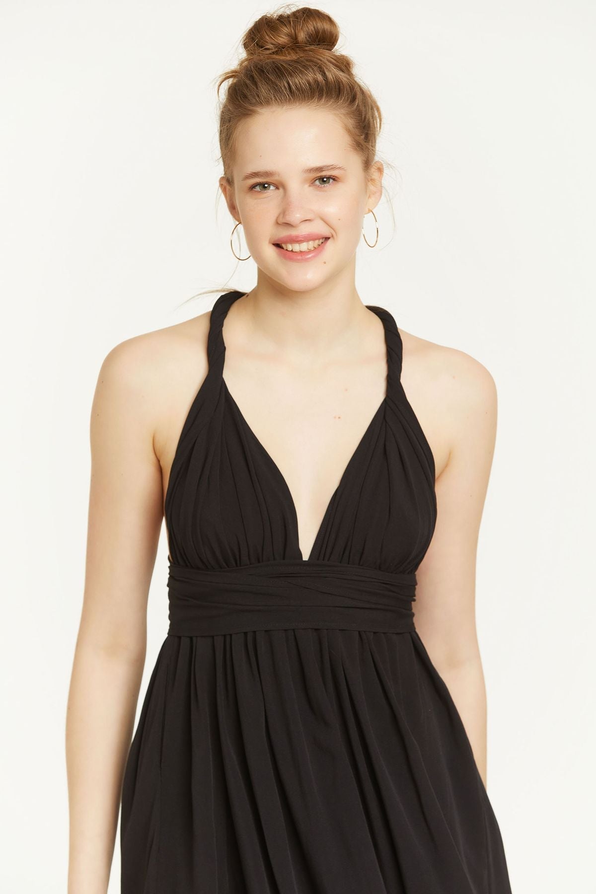 Open Back Short Dress Black