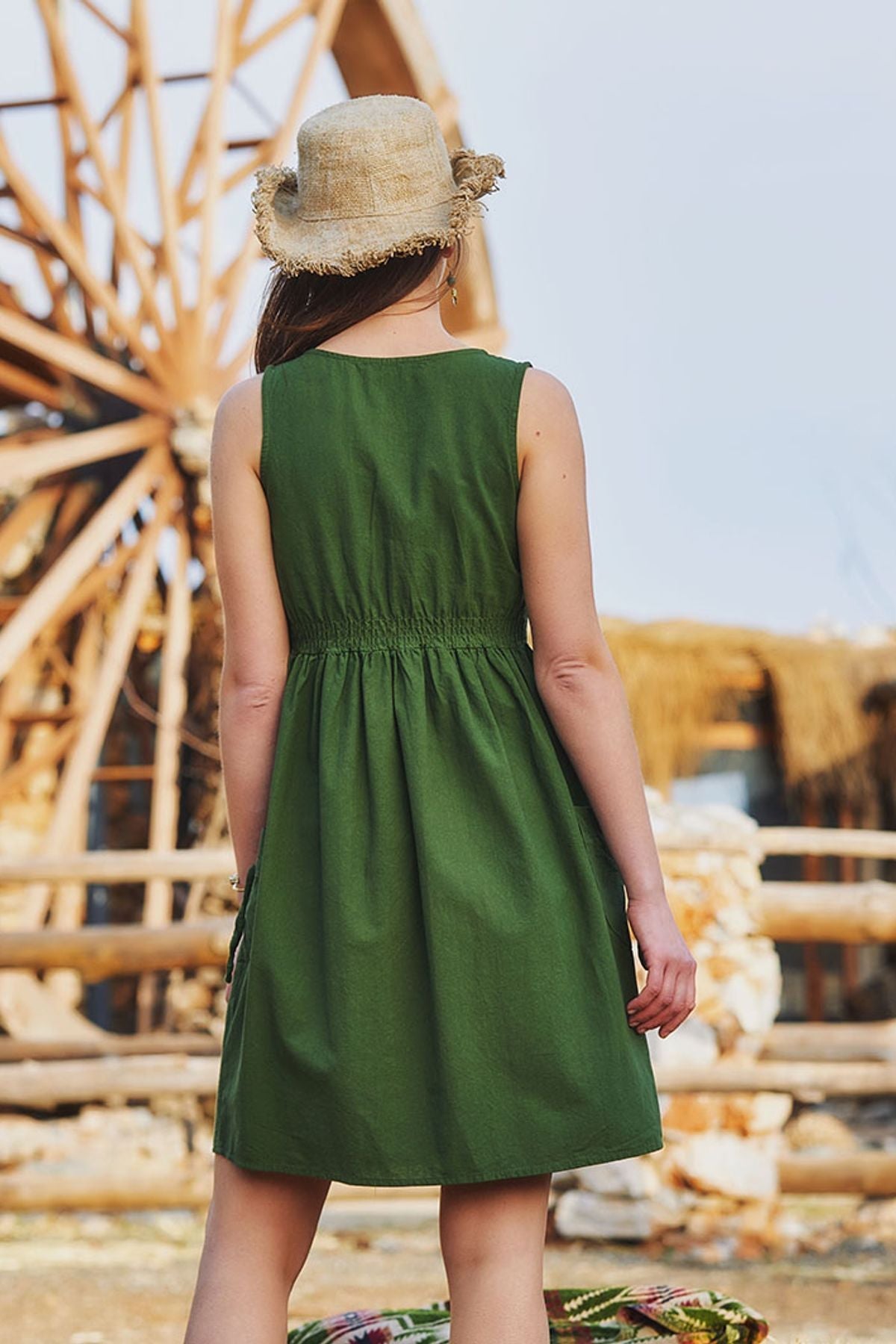 Casual Cotton Dress Green