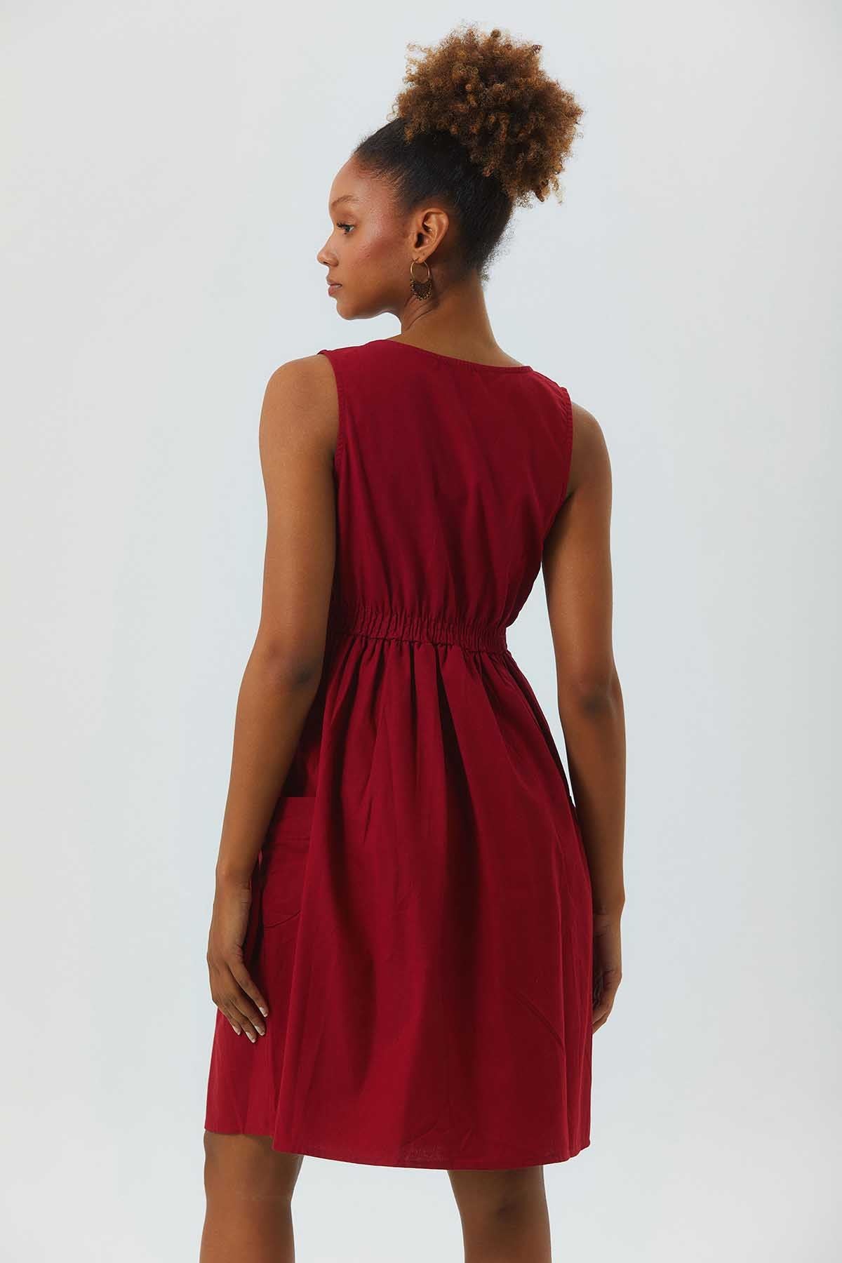 Casual Cotton Dress Red