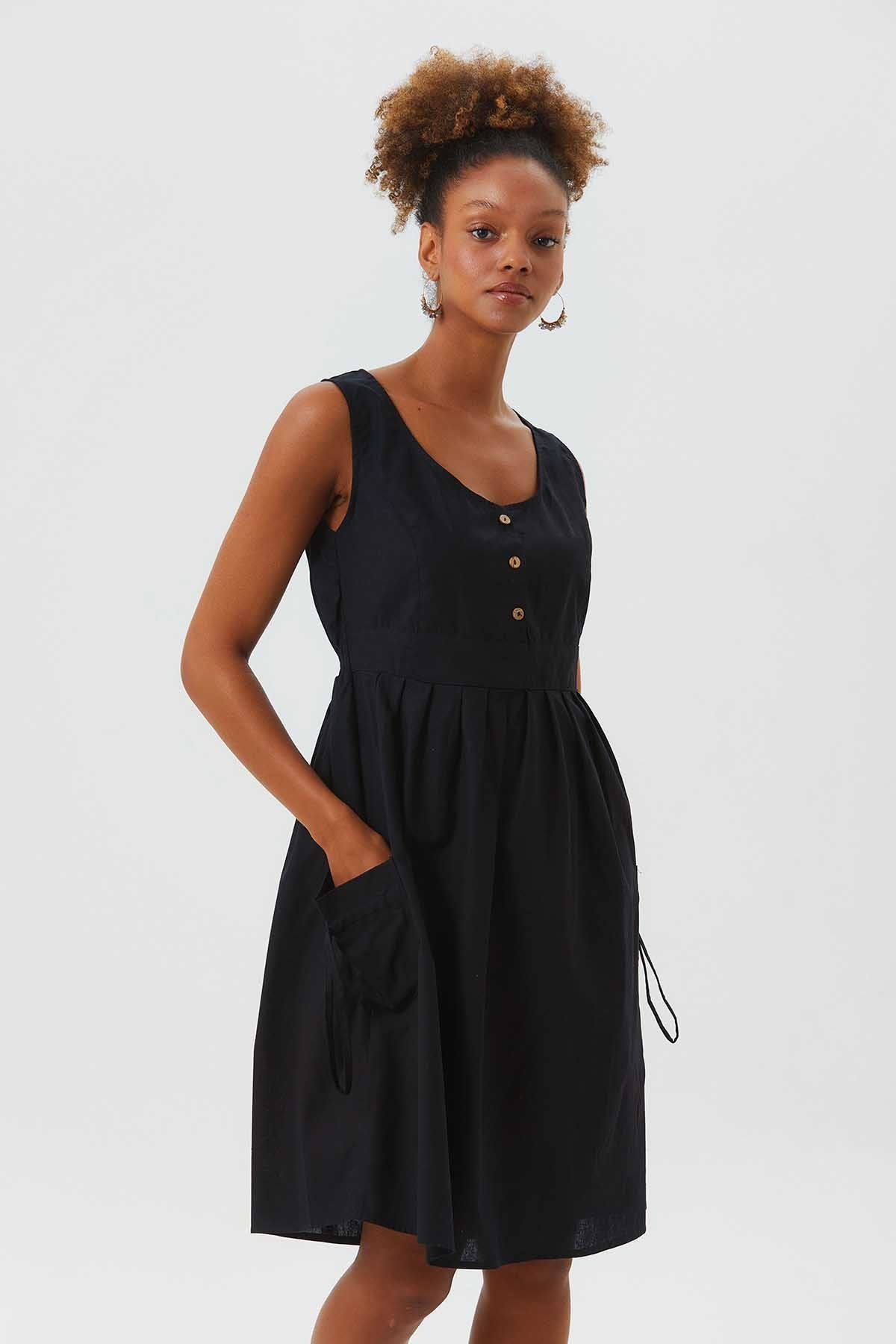 Casual Cotton Dress Black