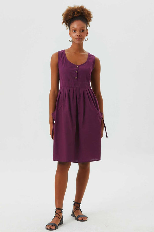 Casual Cotton Dress Purple