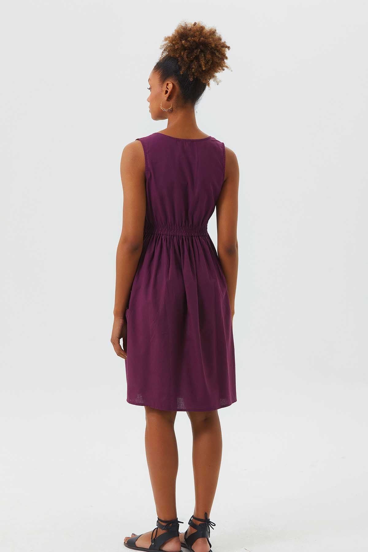 Casual Cotton Dress Purple