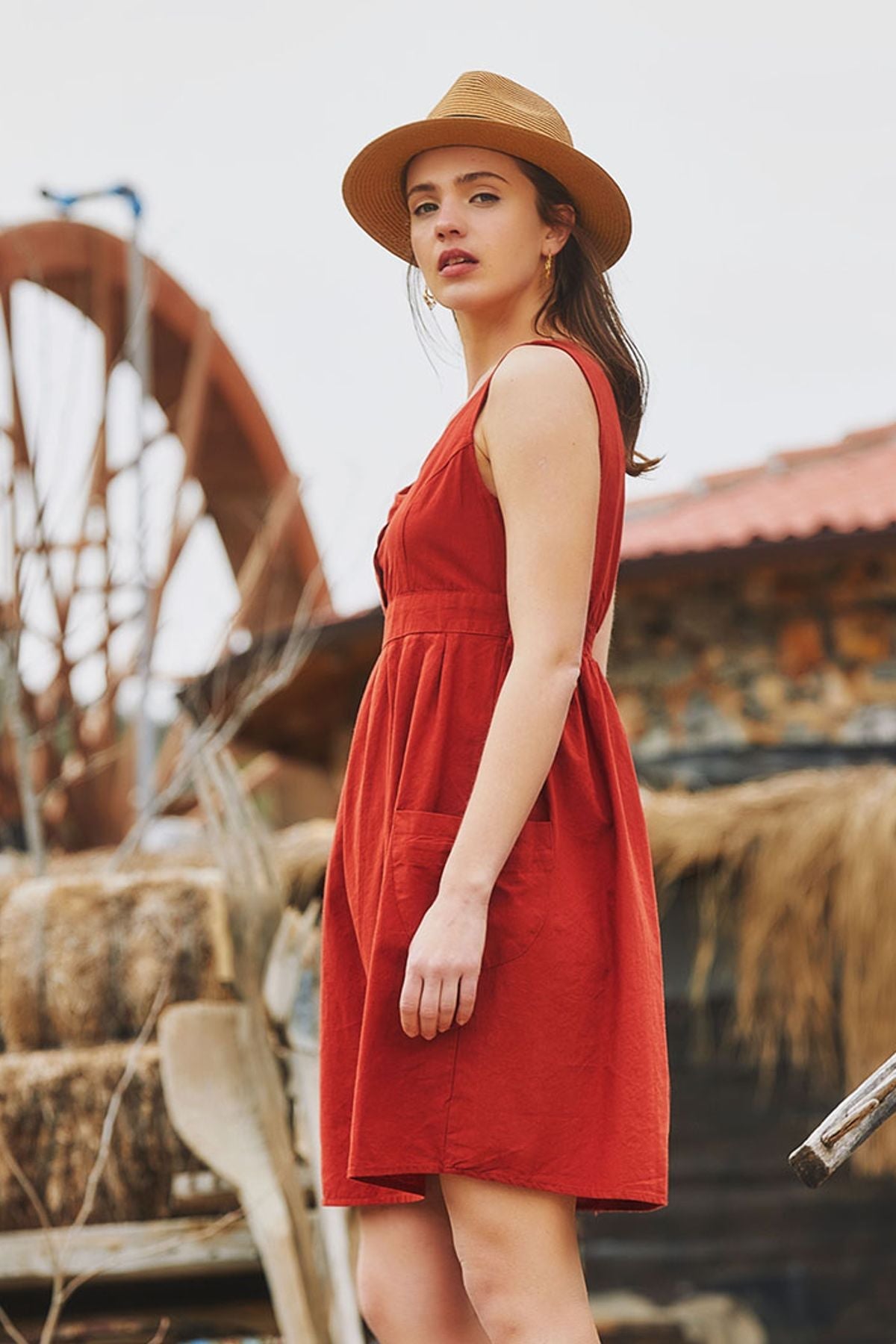 Casual Cotton Dress Orange