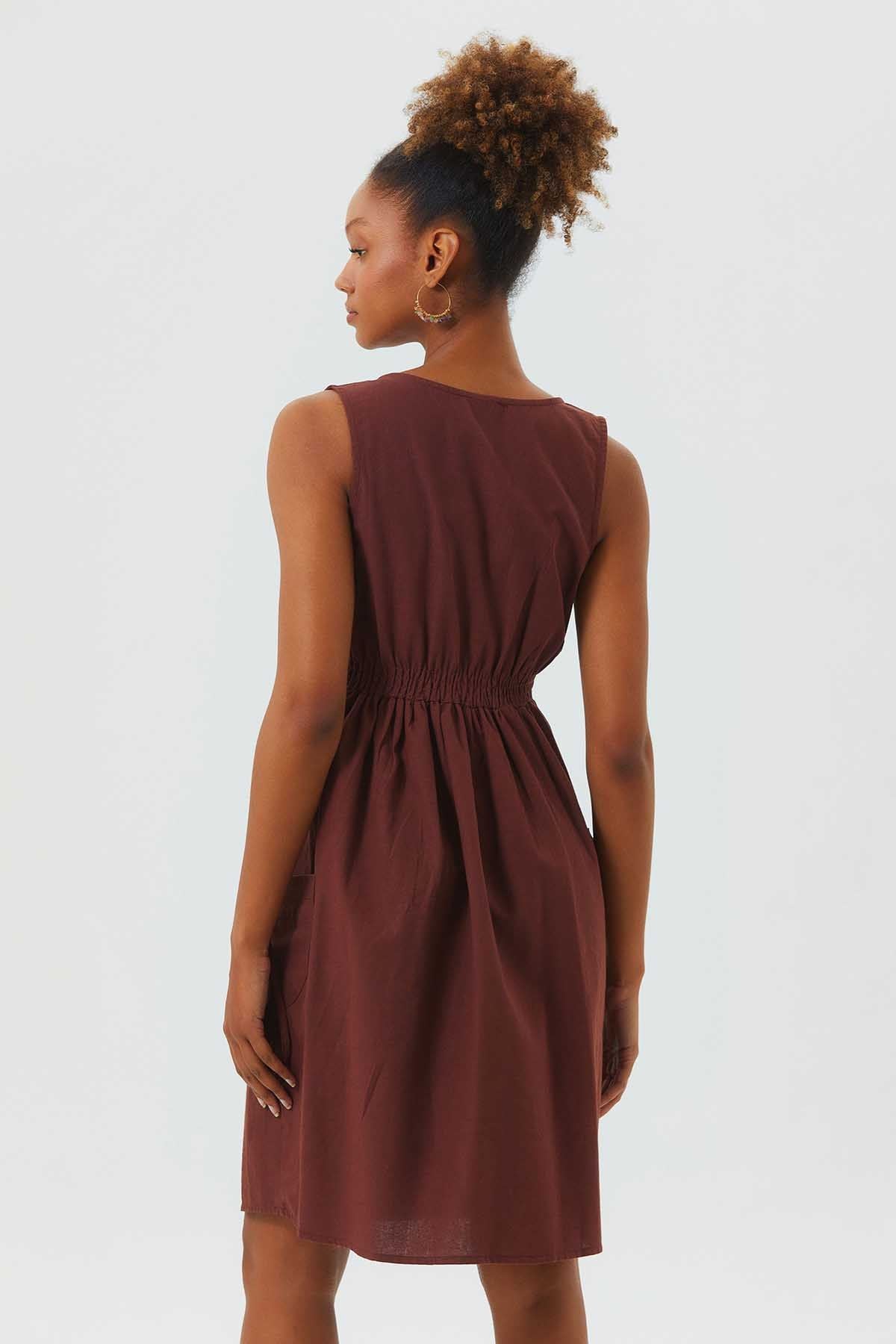 Casual Cotton Dress Brown