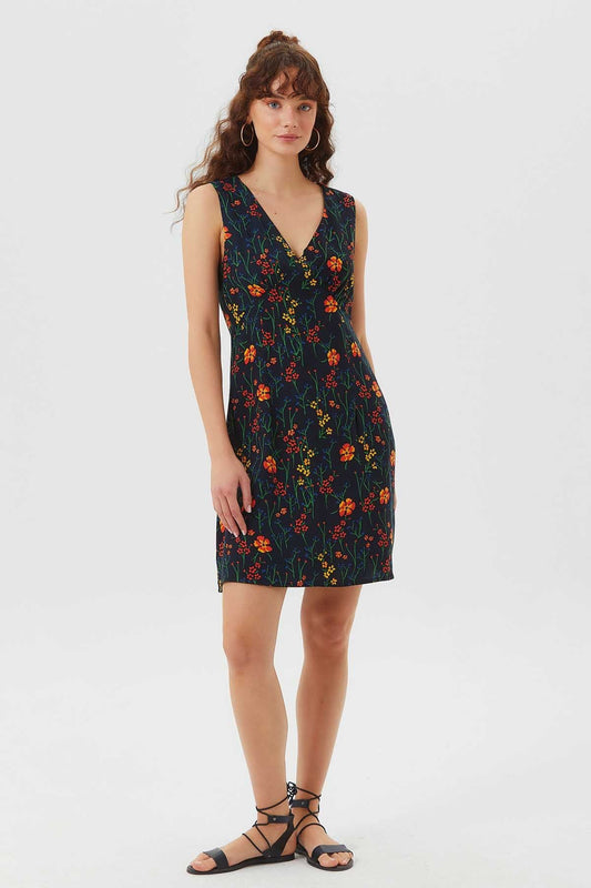 Sleeveless Mini Floral Dress Black