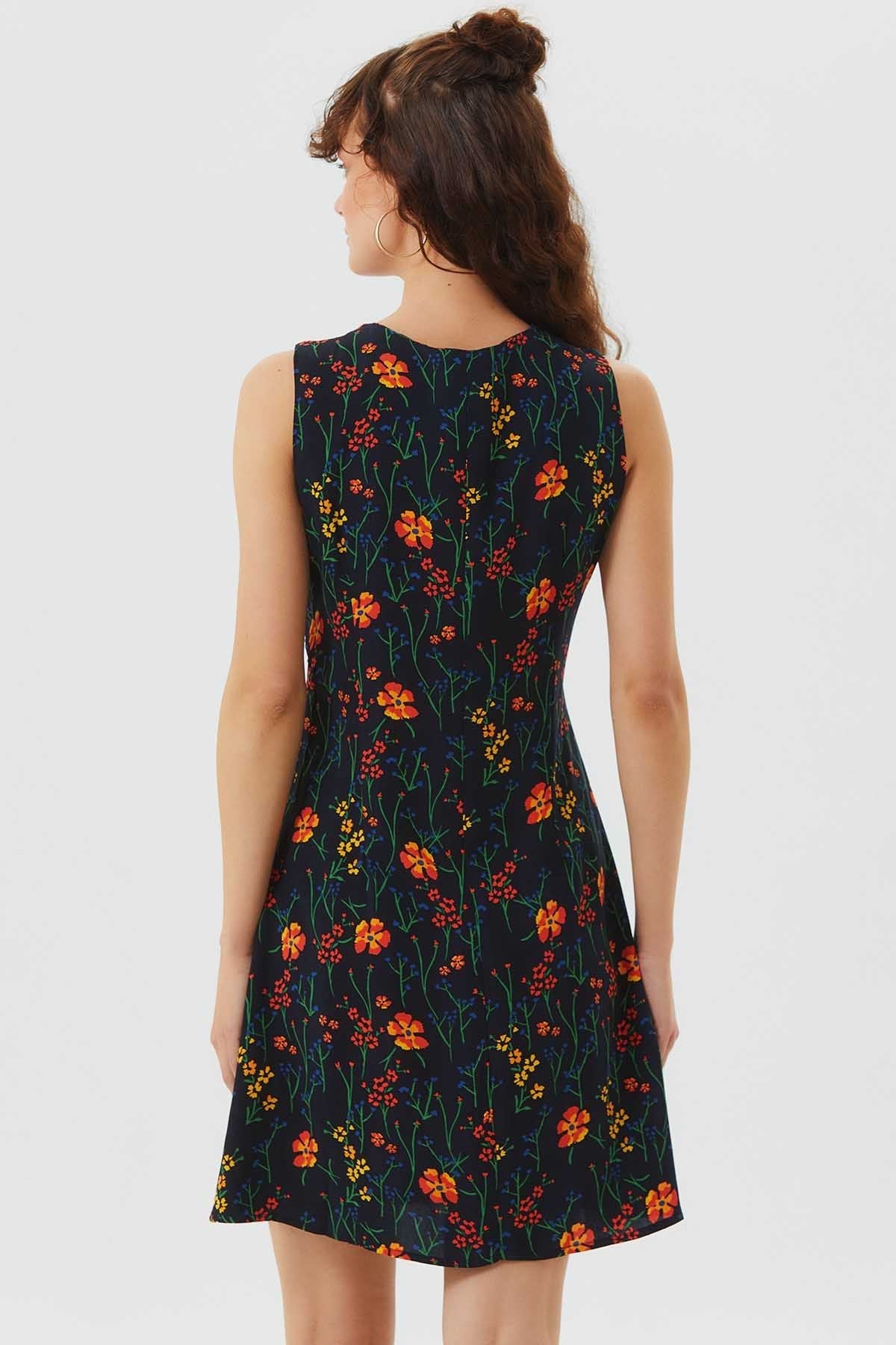 Sleeveless Mini Floral Dress Black