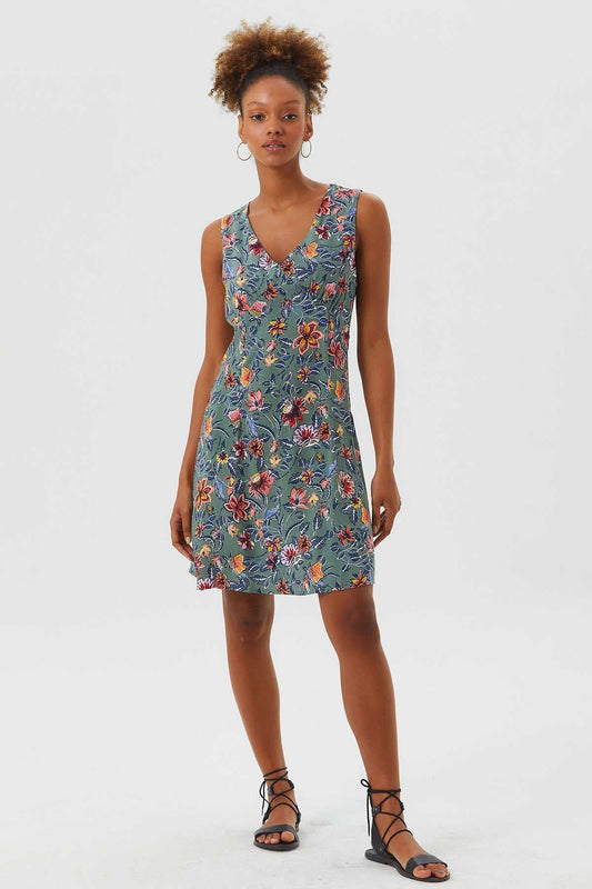 Sleeveless Mini Floral Dress Gray