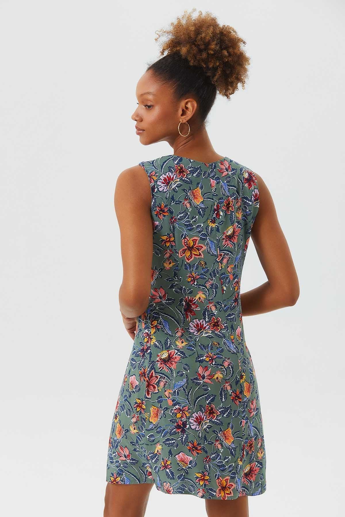 Sleeveless Mini Floral Dress Gray