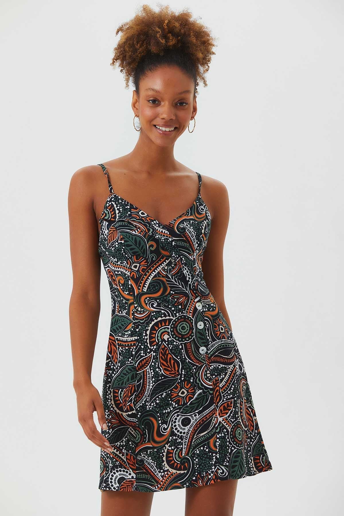 V Neck Bohemian Sundress Black