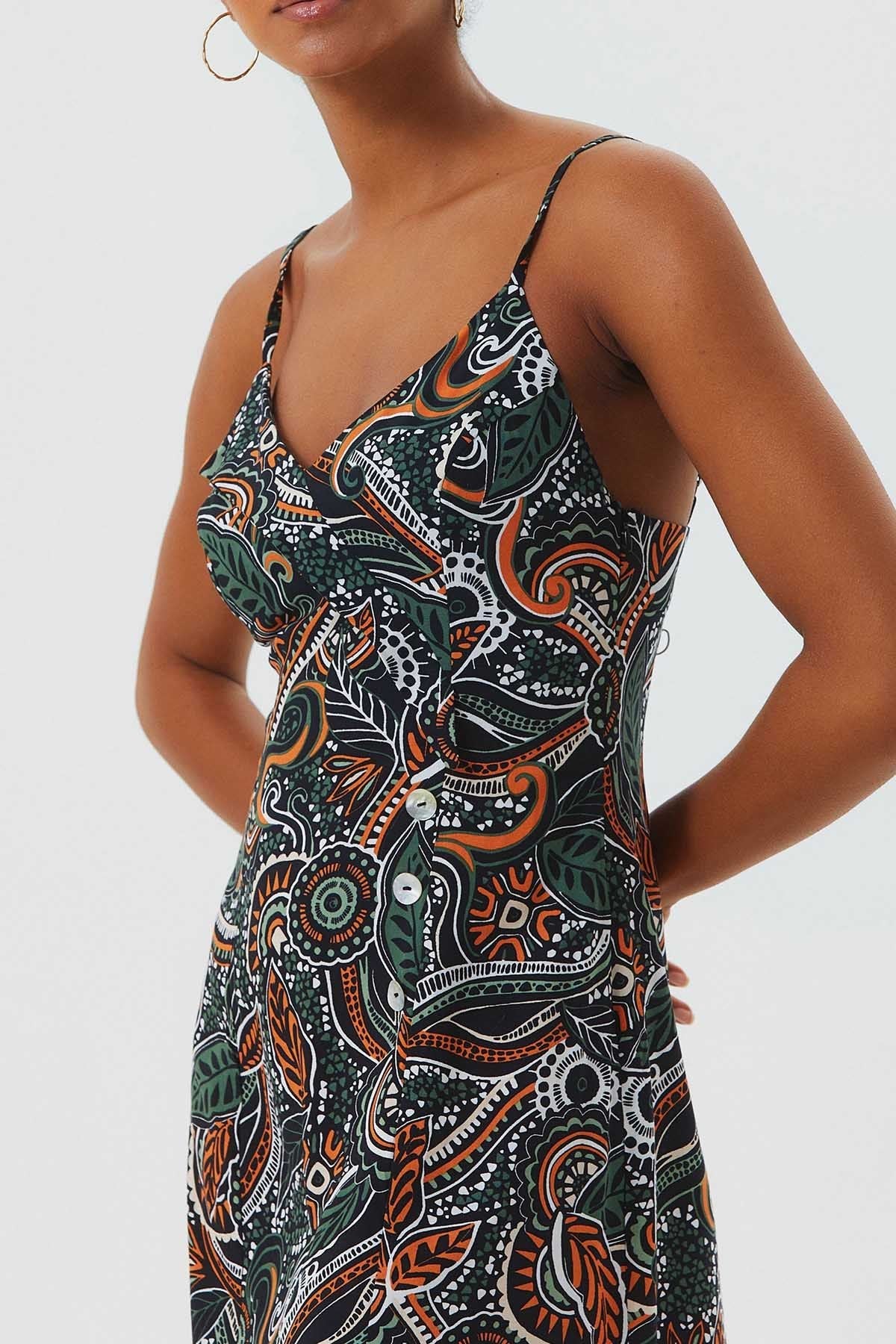 V Neck Bohemian Sundress Black