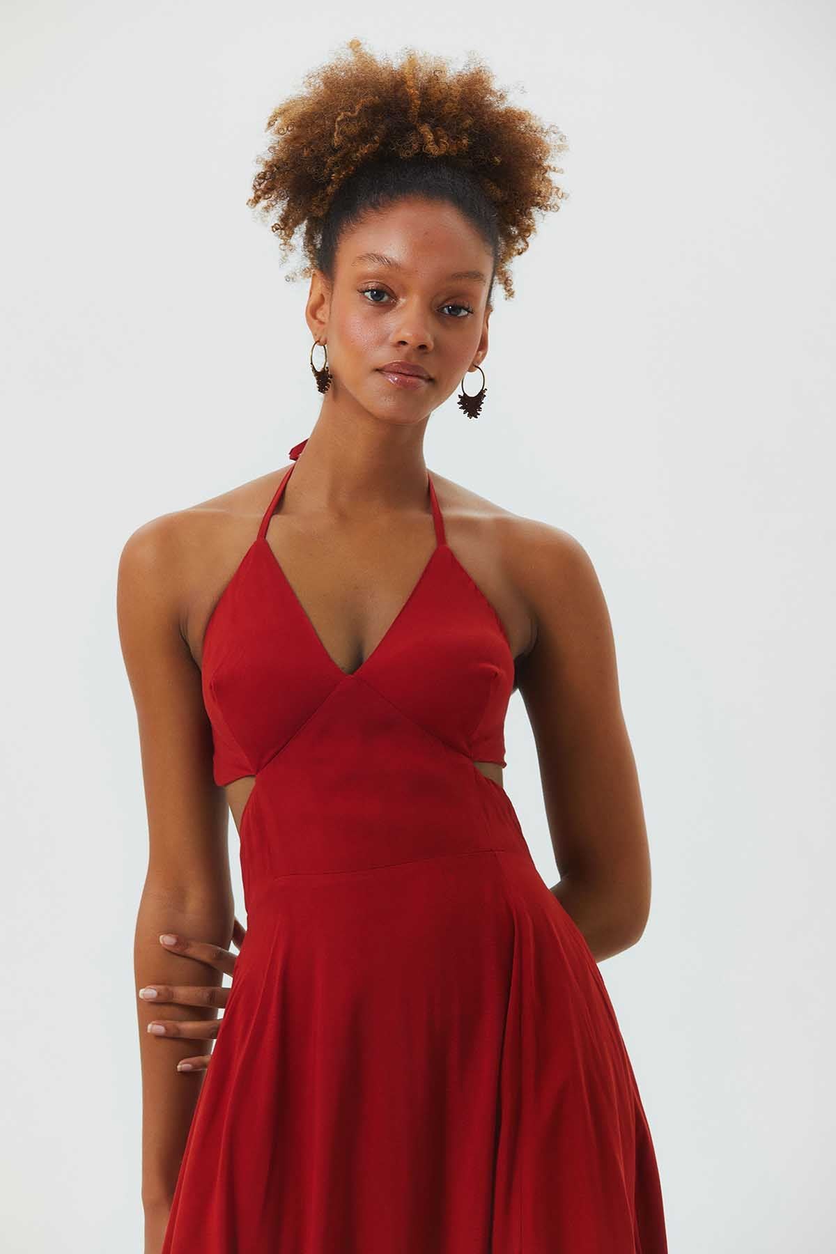 Deep Side Slit Maxi Bohemian Dress Orange