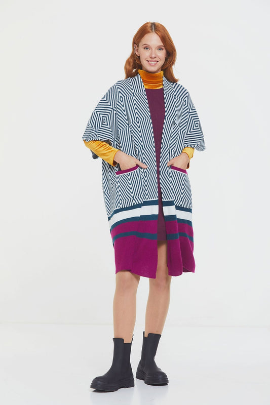 Long Crochet Poncho Pink