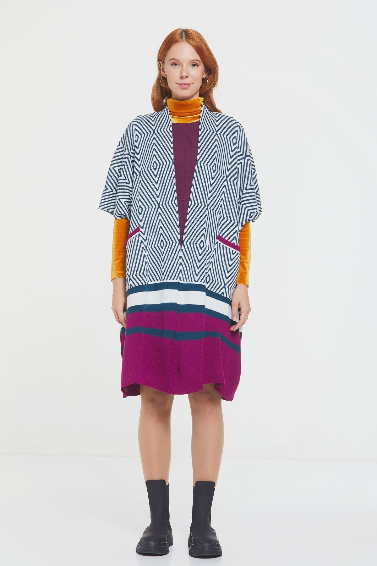 Long Crochet Poncho Pink
