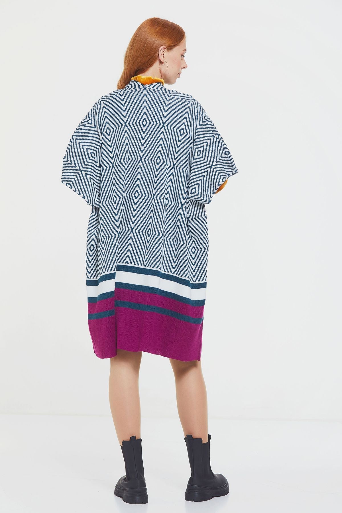 Long Crochet Poncho Pink