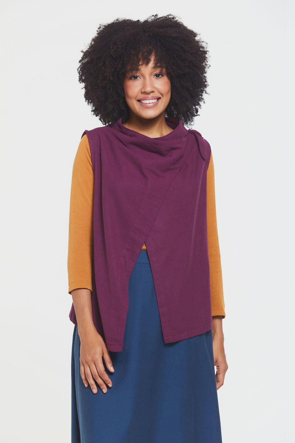 Asymmetric Boat Neck Vest Top Purple