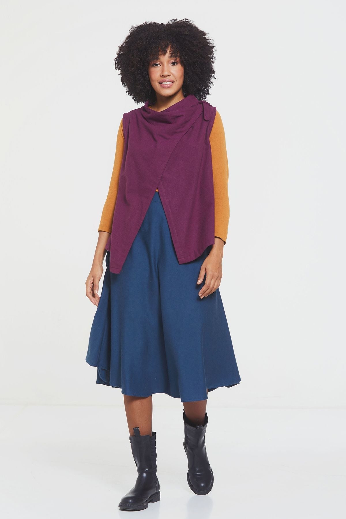 Asymmetric Boat Neck Vest Top Purple