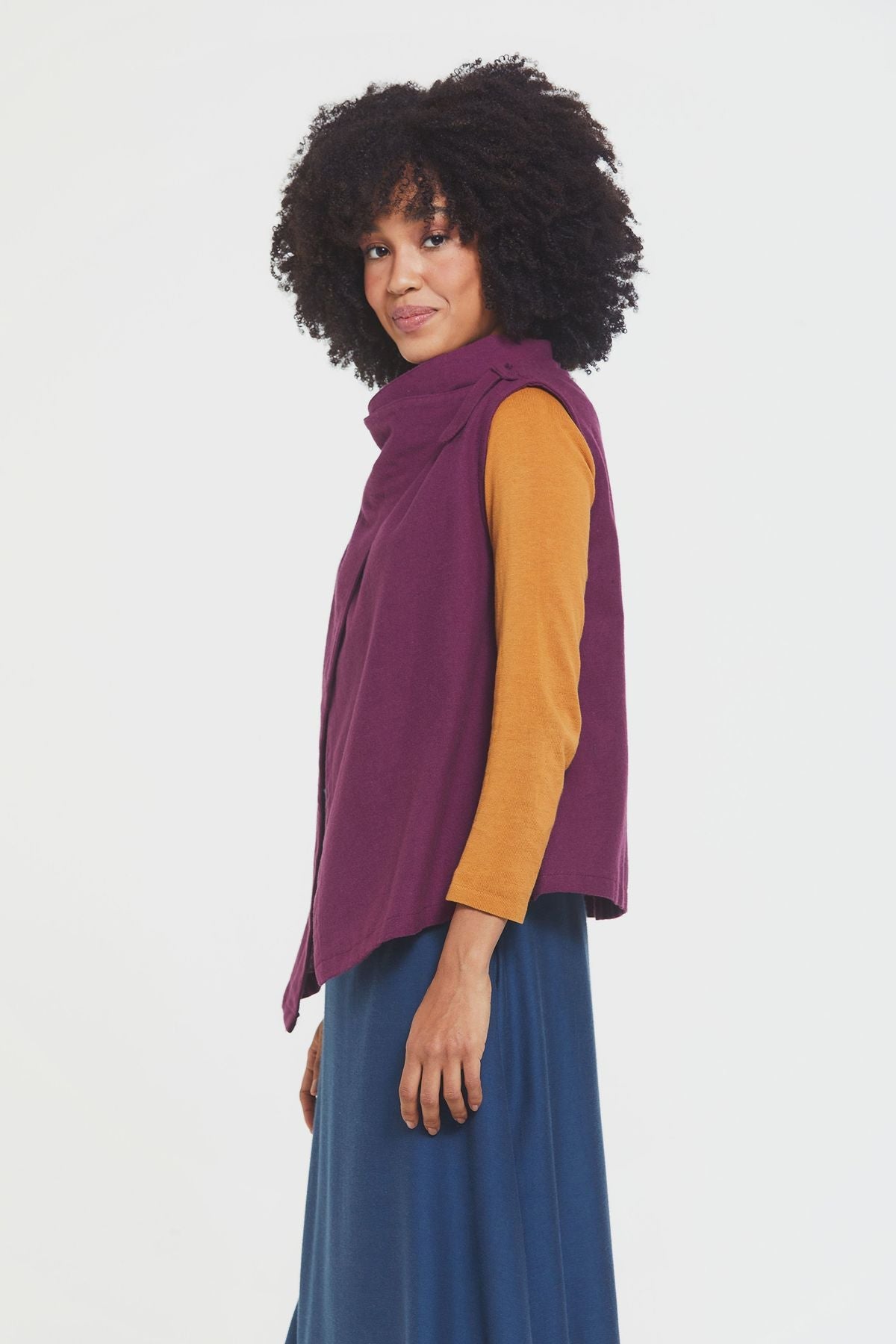 Asymmetric Boat Neck Vest Top Purple