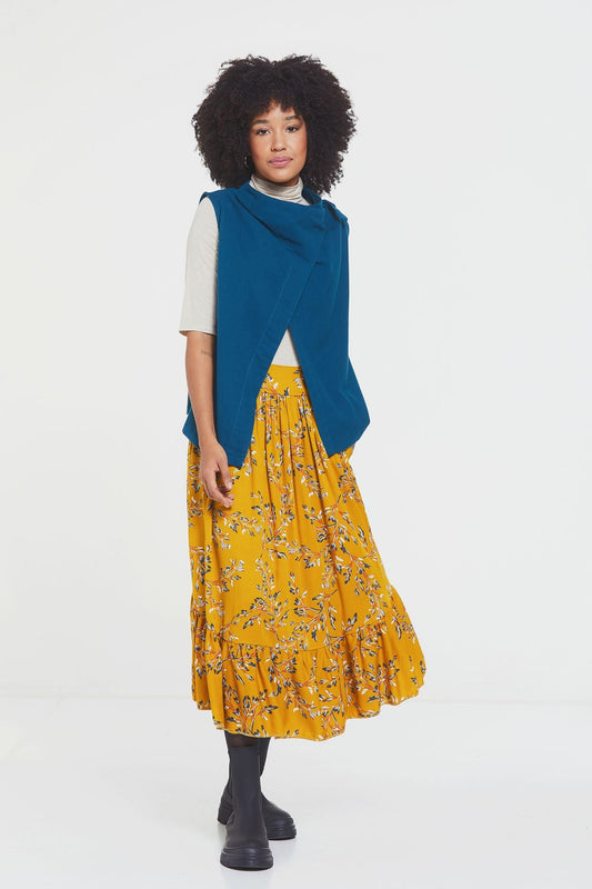 Asymmetric Boat Neck Vest Top Turquoise