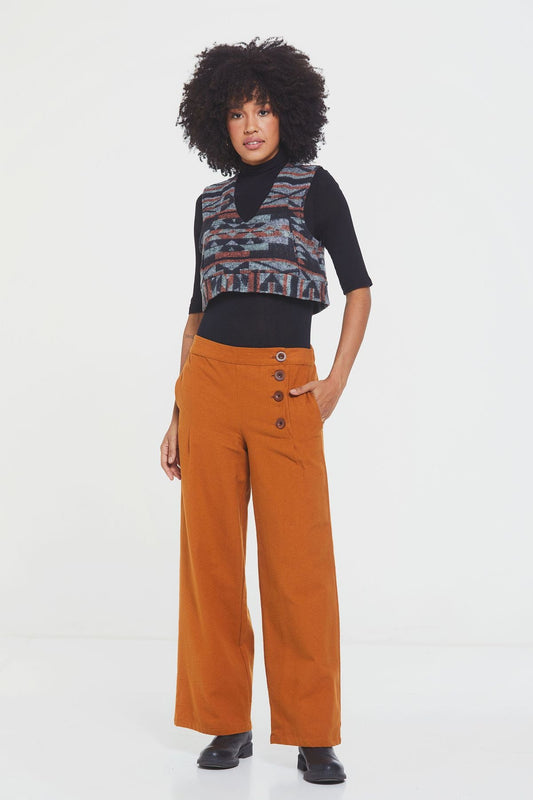 Ethnic Patterned Short Women's Vest Black