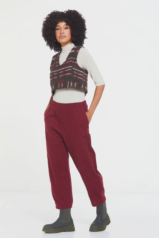 Ethnic Patterned Short Women's Vest Khaki