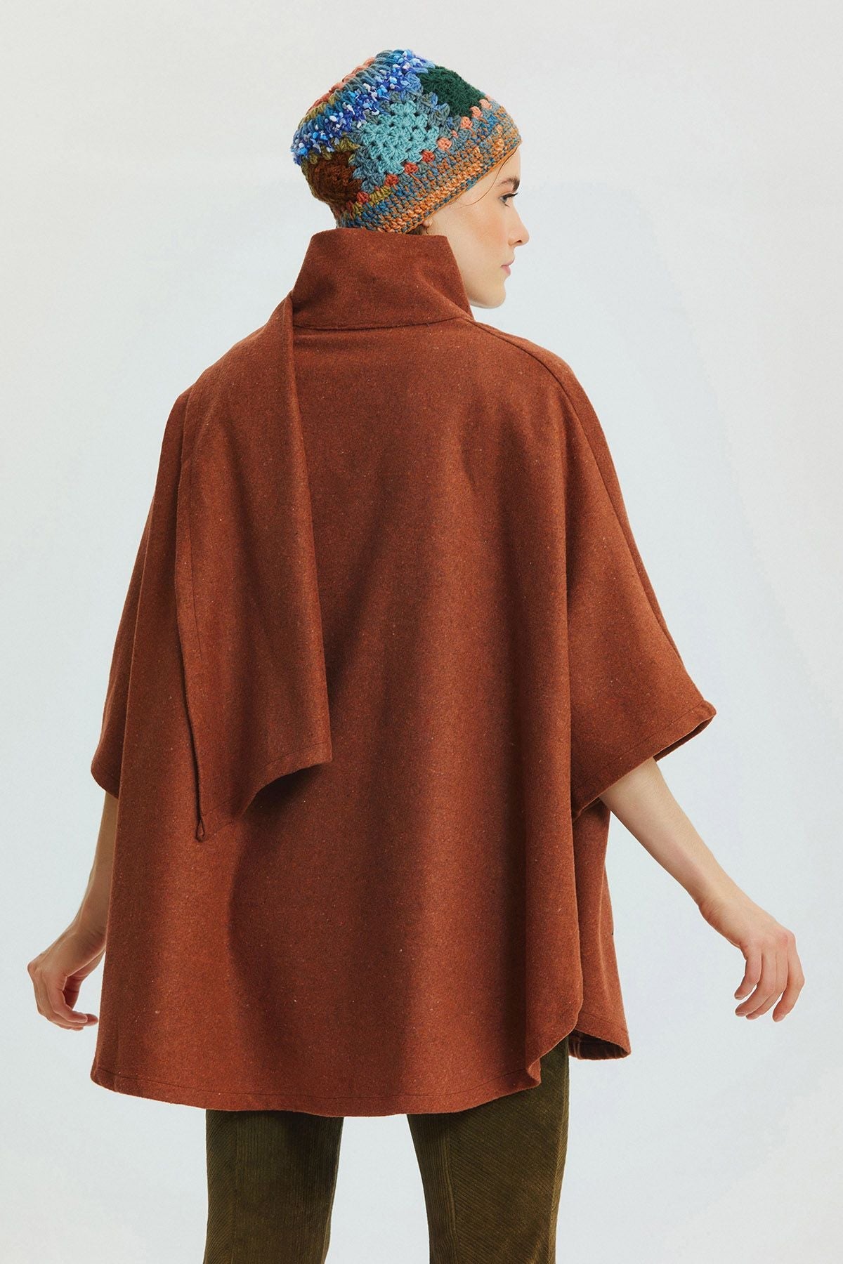 Bird Appliqué Bohemian Poncho Orange