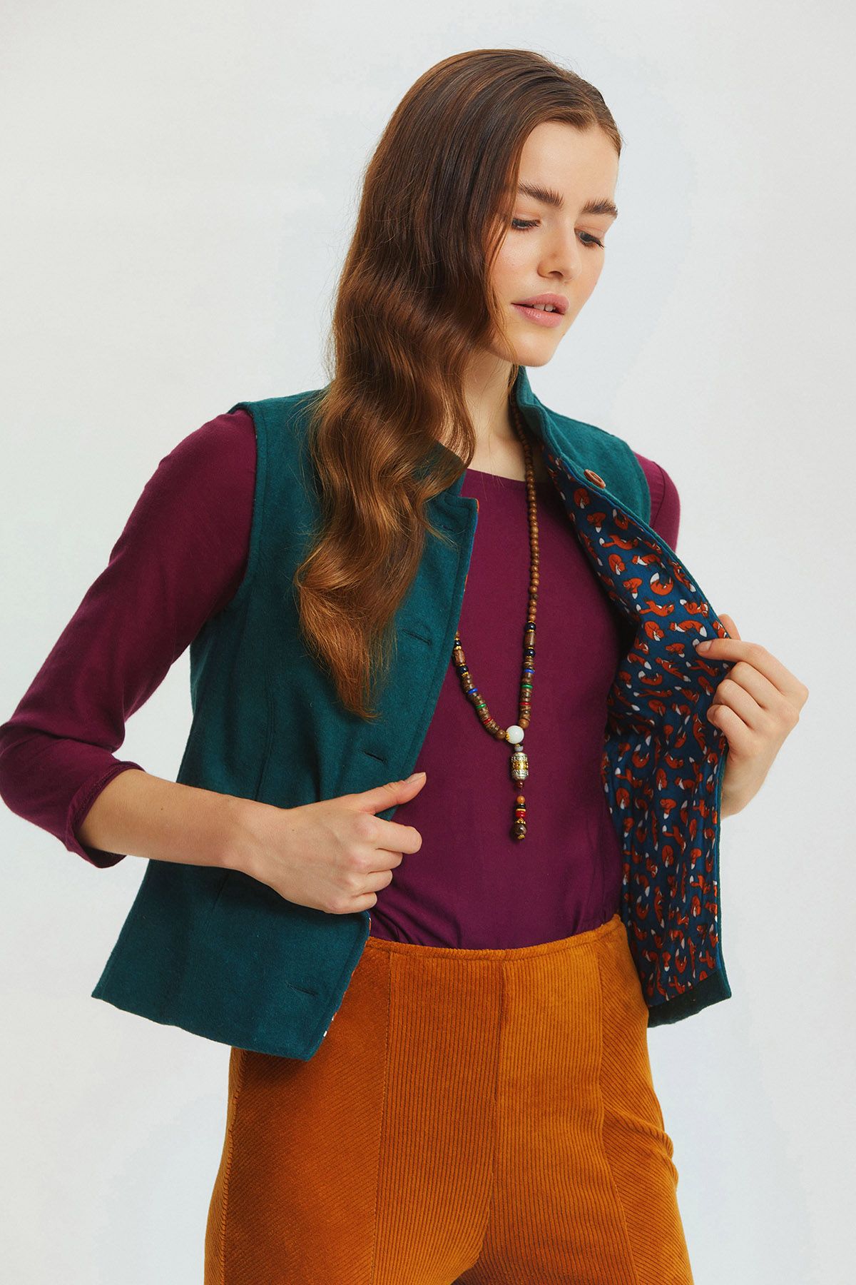 Band Collar Vest Green