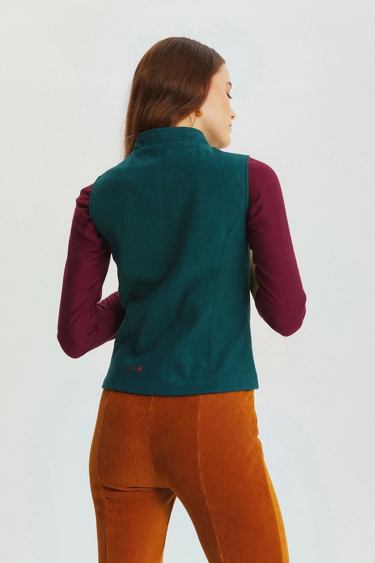 Band Collar Vest Green