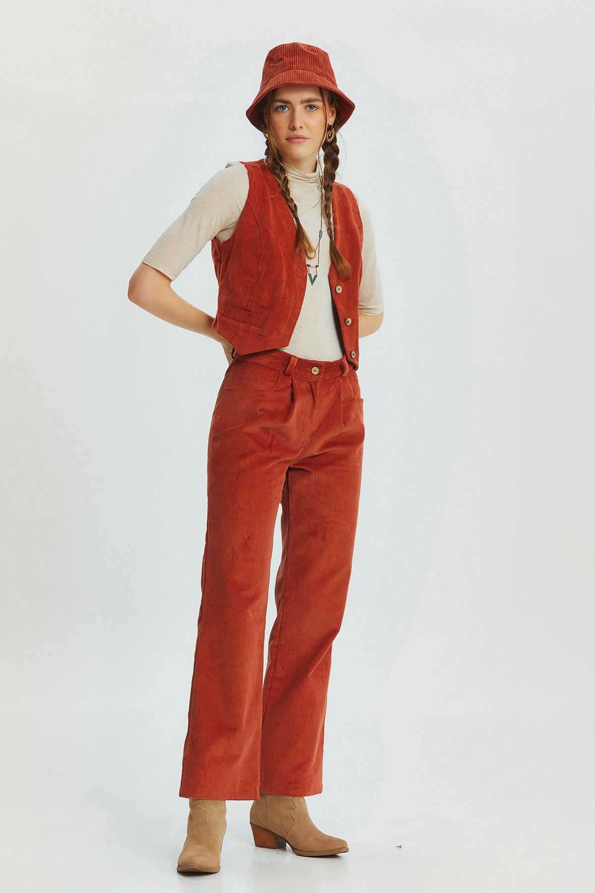 Bohemian V-Neck Classic Women's Vest Orange