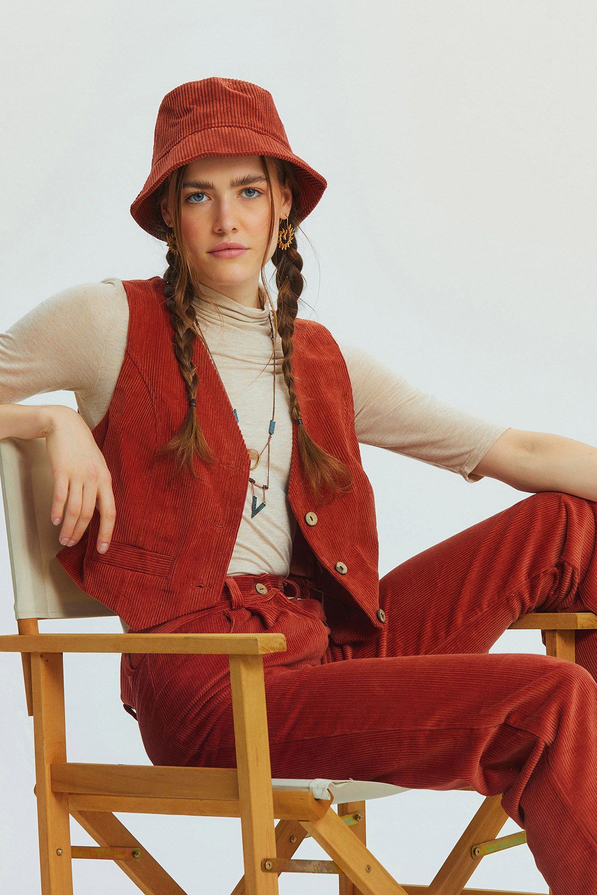 Bohemian V-Neck Classic Women's Vest Orange