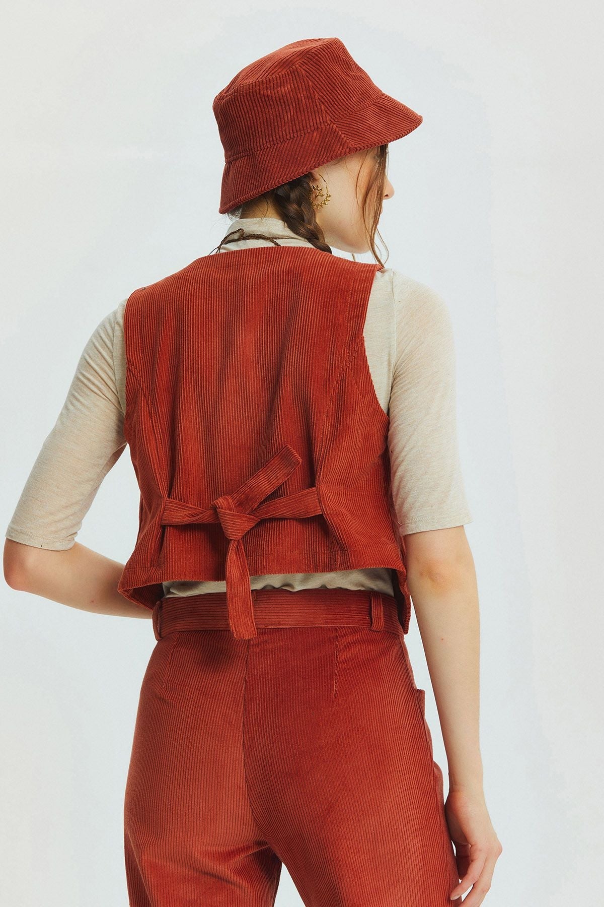 Bohemian V-Neck Classic Women's Vest Orange