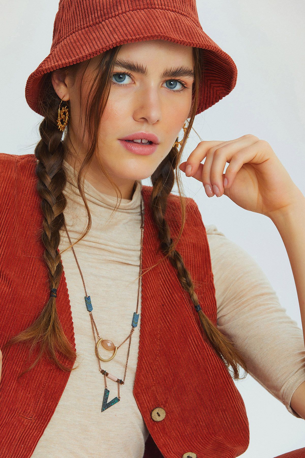 Bohemian V-Neck Classic Women's Vest Orange