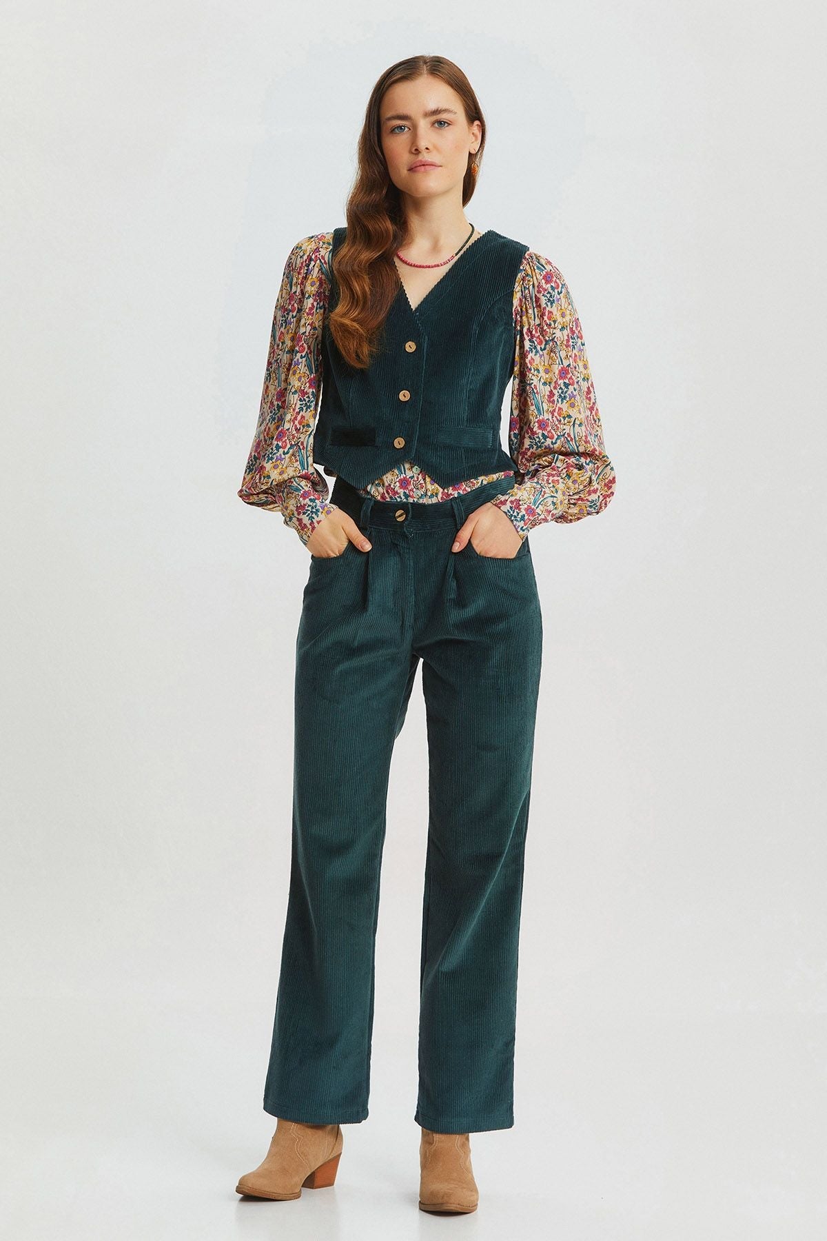 Bohemian V-Neck Classic Women's Vest Turquoise