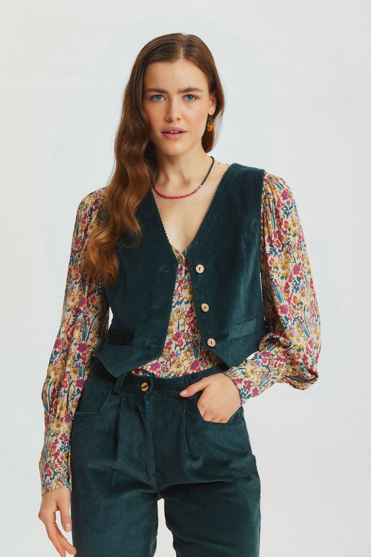 Bohemian V-Neck Classic Women's Vest Turquoise