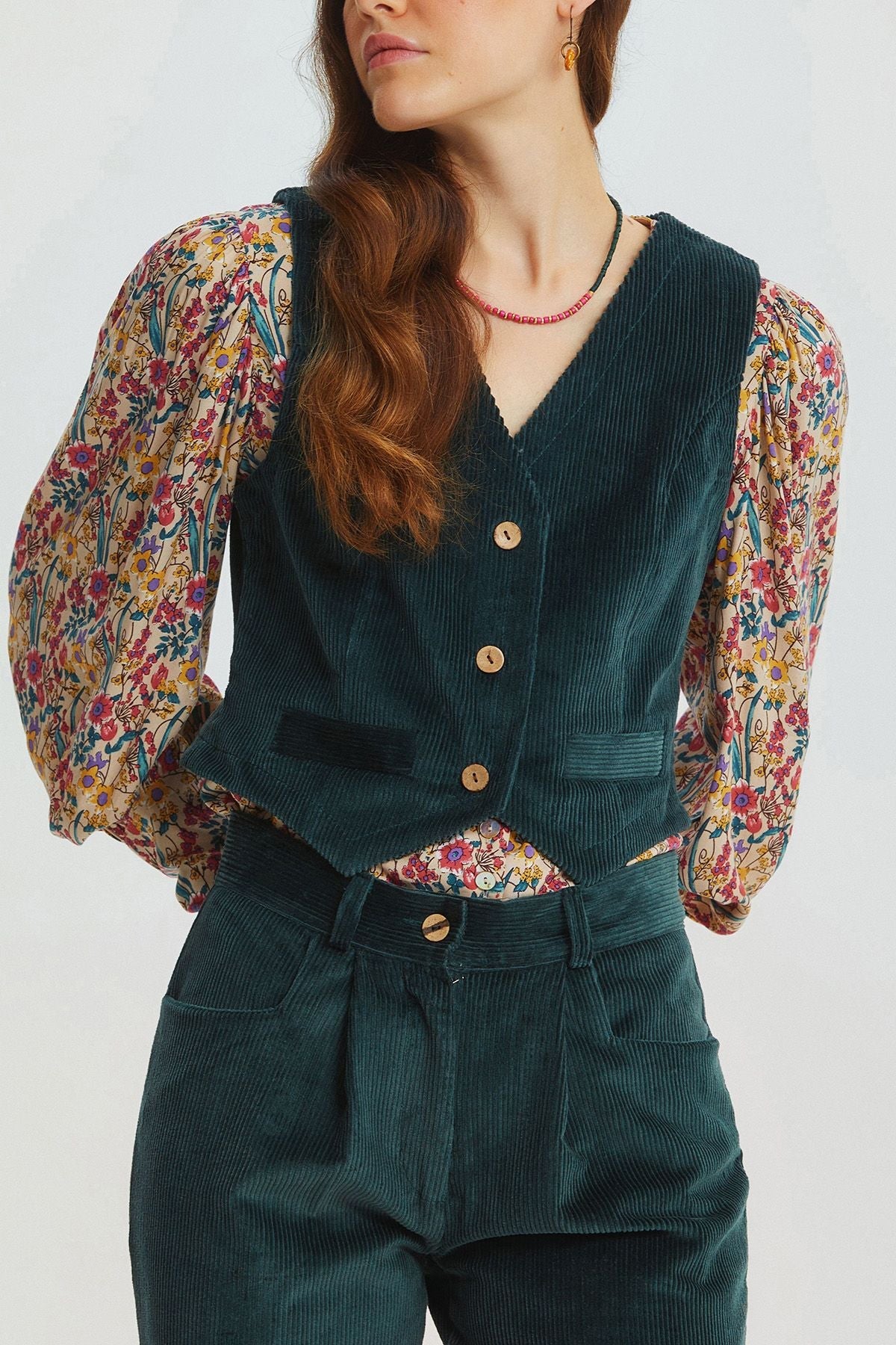 Bohemian V-Neck Classic Women's Vest Turquoise
