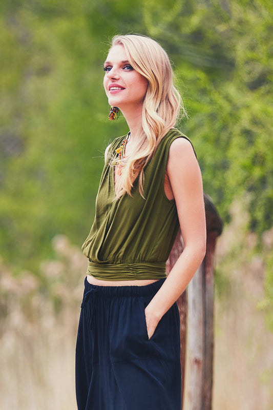 Wrap Crop Top Khaki