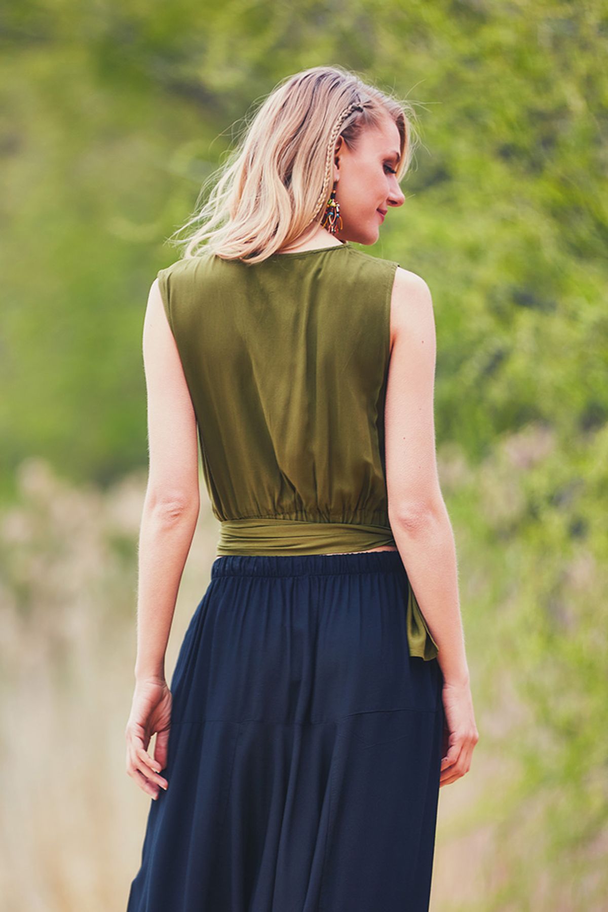 Wrap Crop Top Khaki