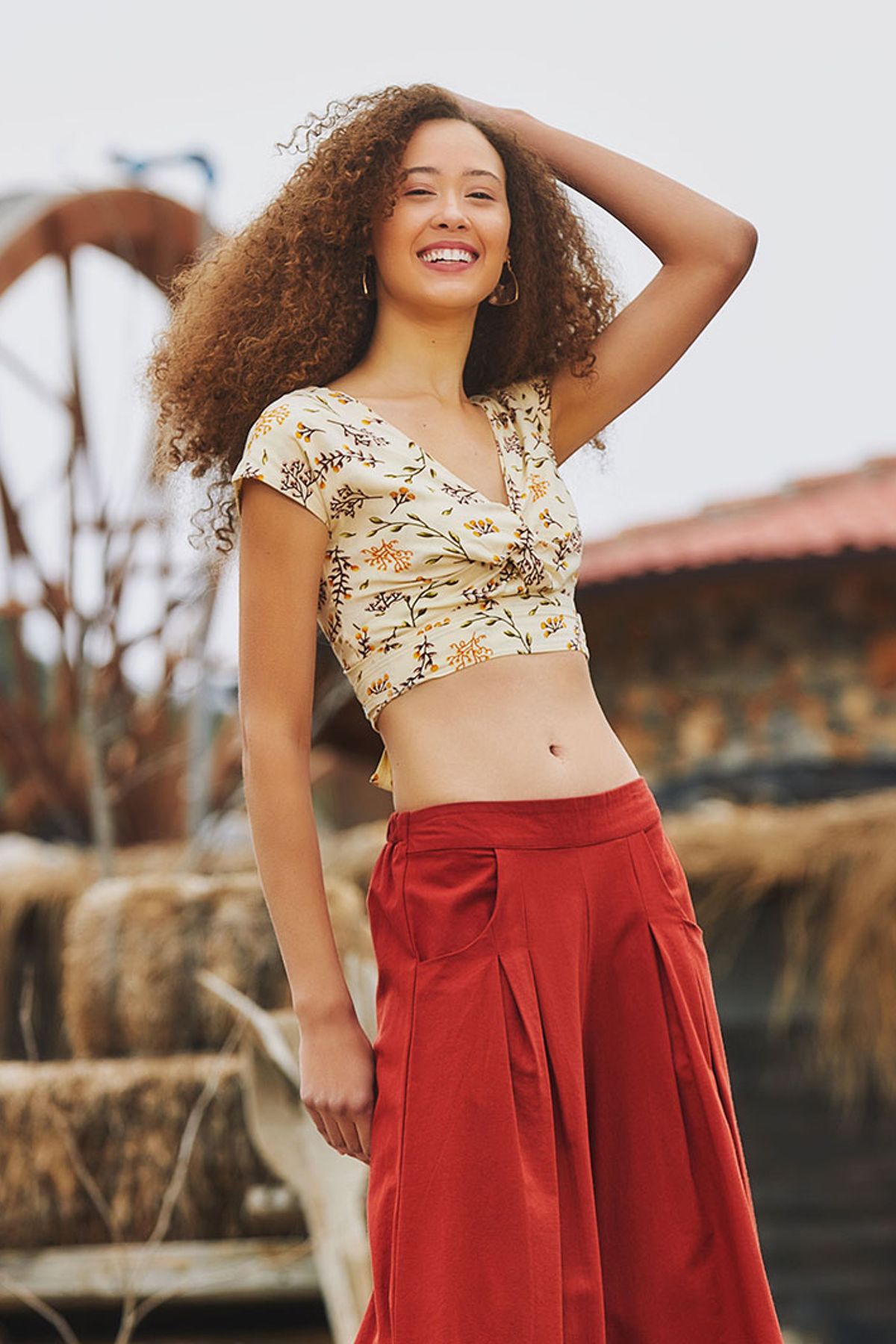 Printed Crop Top Yellow