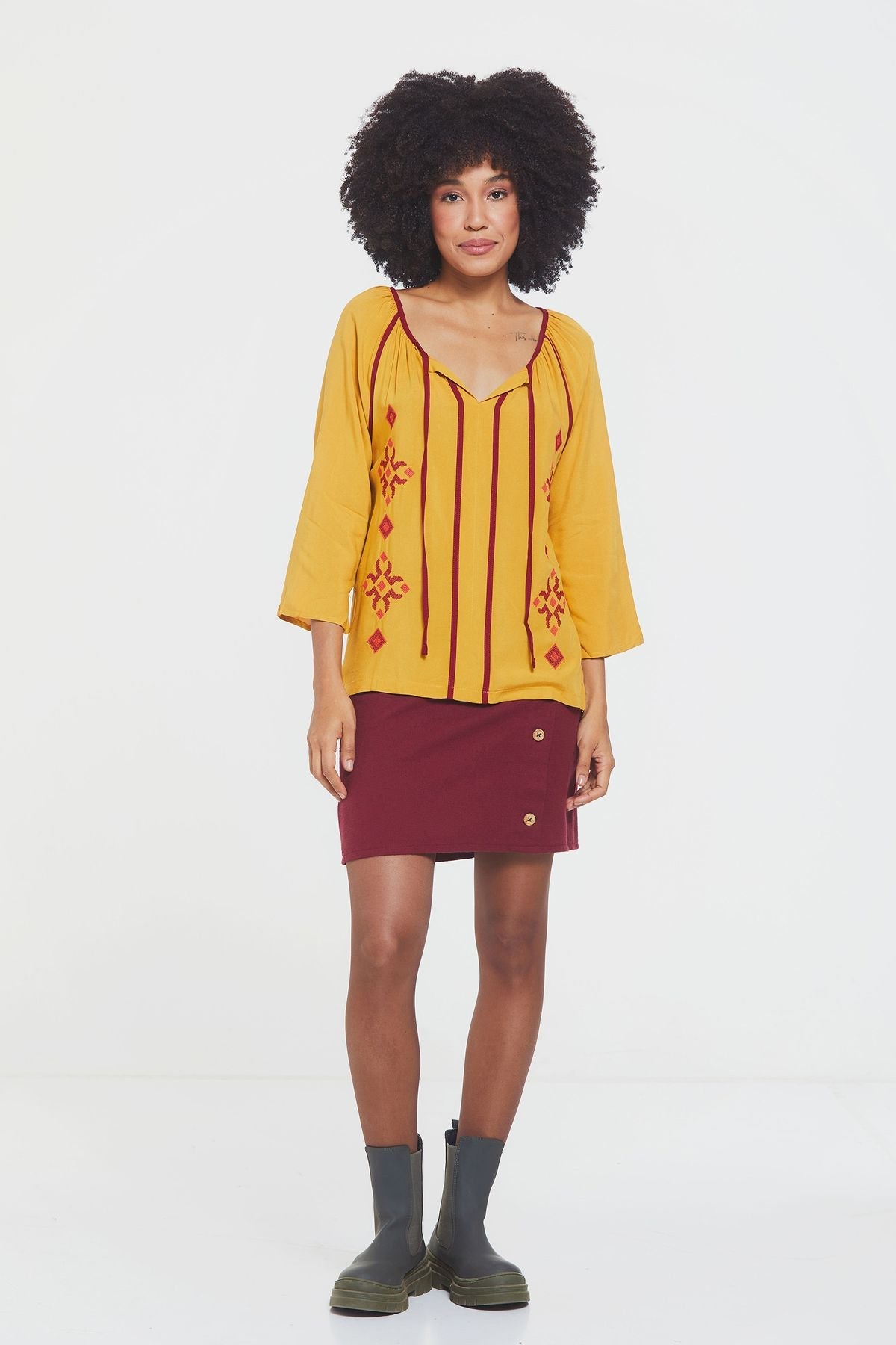 Embroidered Blouse Yellow