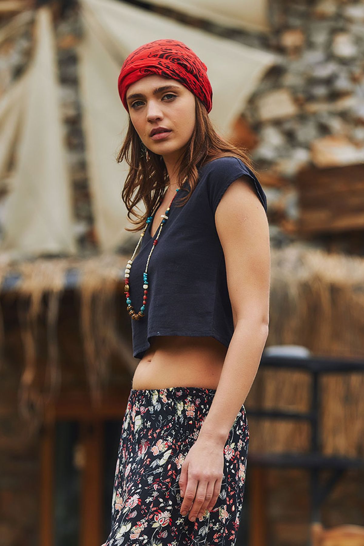 Short Sleeve Cotton Crop Top Black