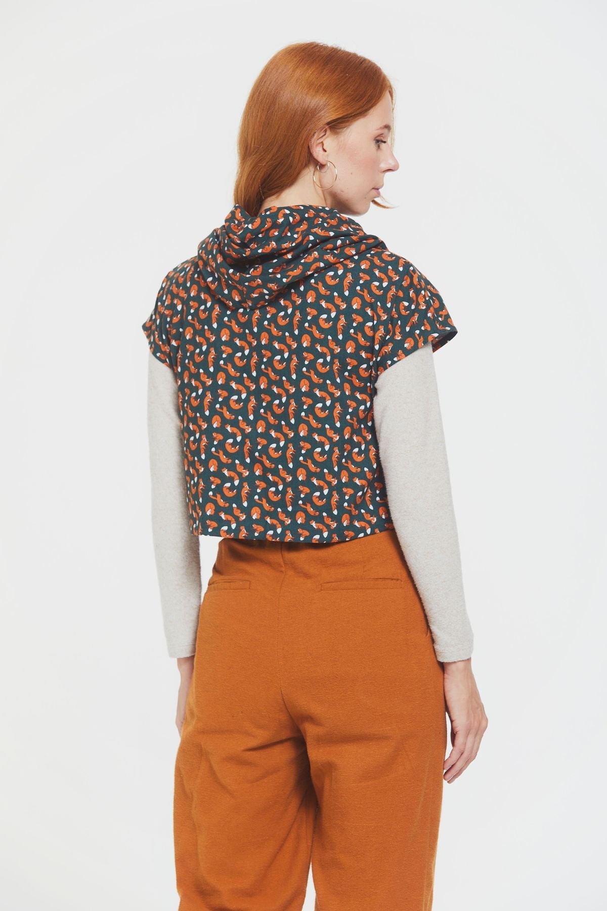 Printed Fall Crop Top Green
