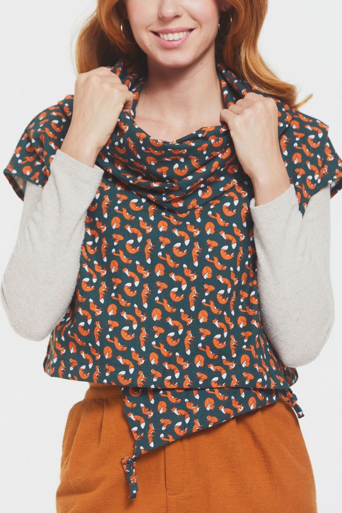 Printed Fall Crop Top Green