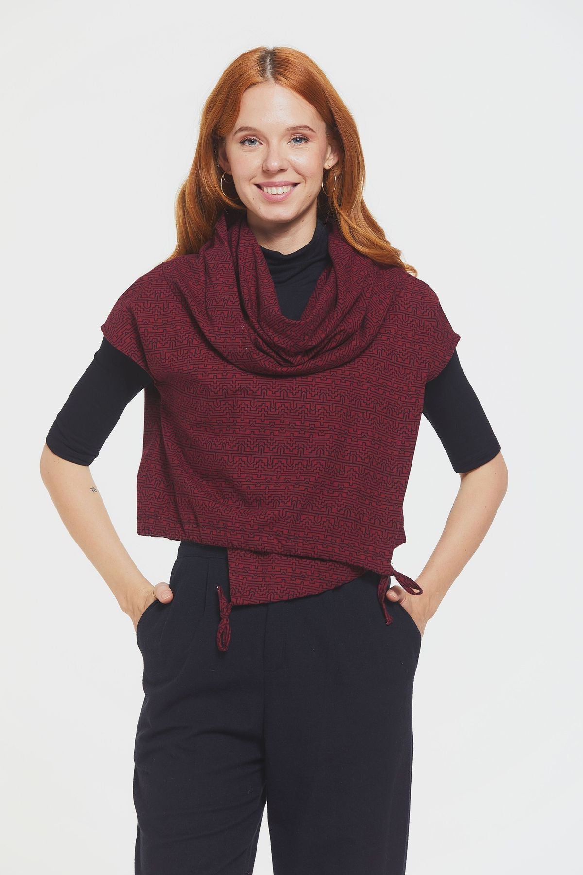 Printed Fall Crop Top Red