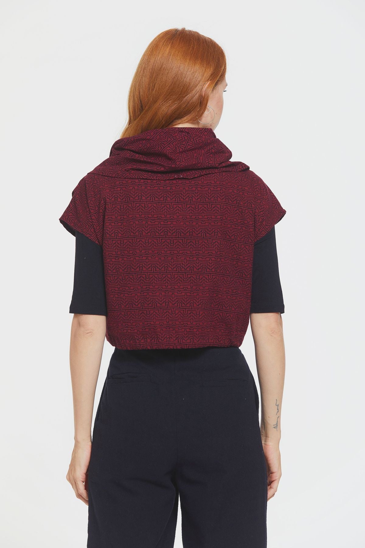 Printed Fall Crop Top Red