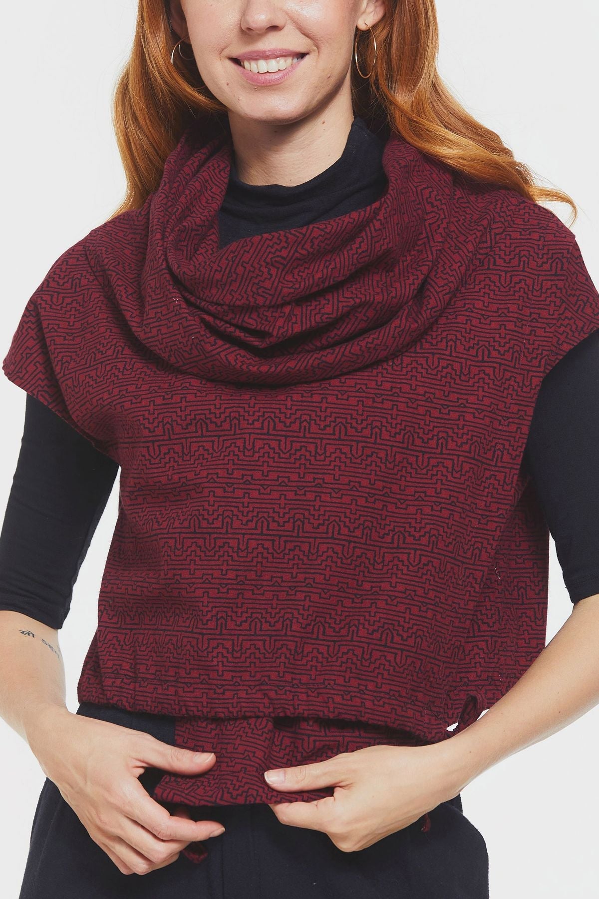 Printed Fall Crop Top Red