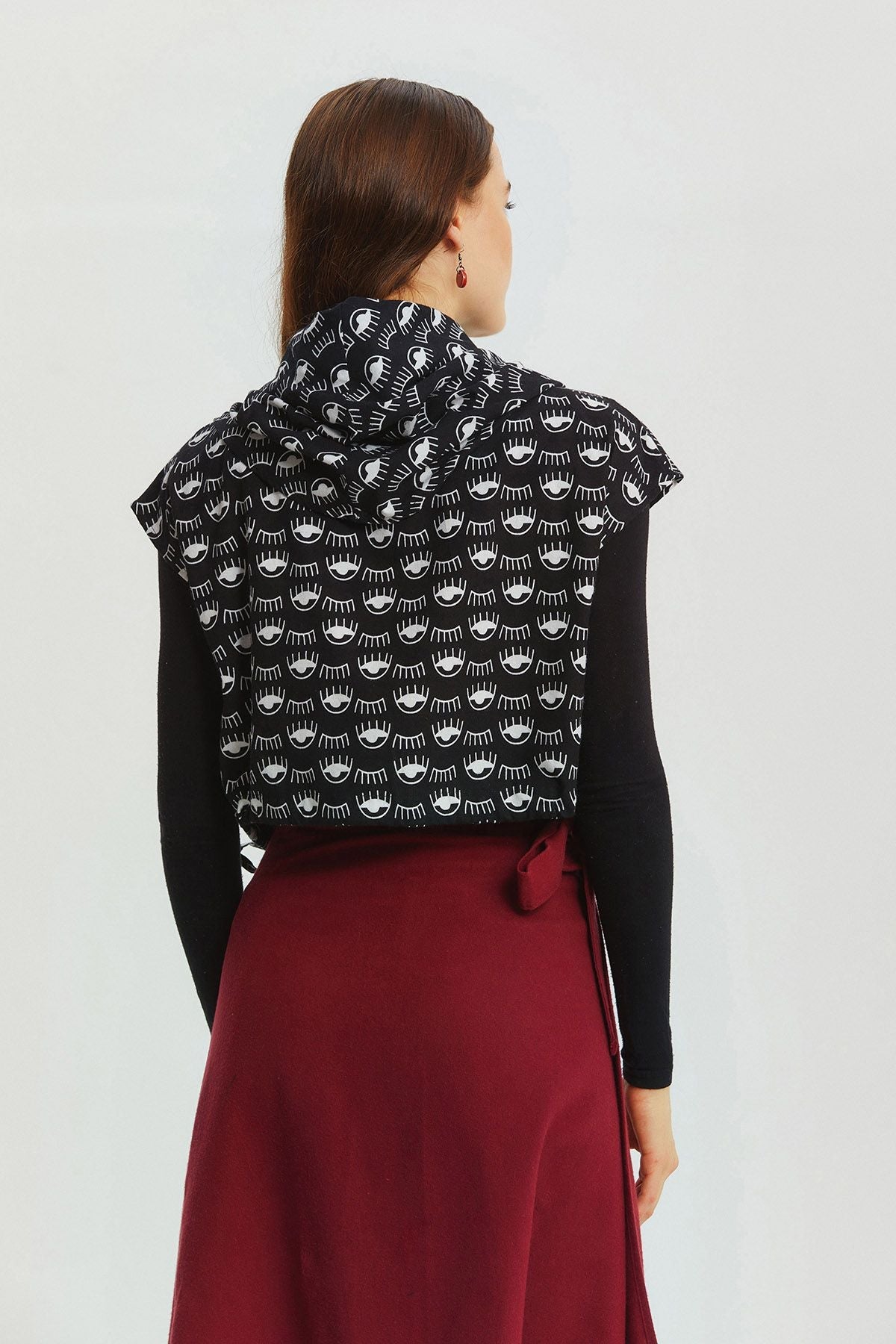 Printed Fall Crop Top Black