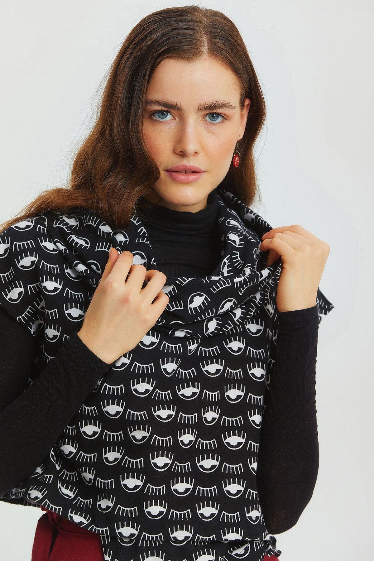 Printed Fall Crop Top Black