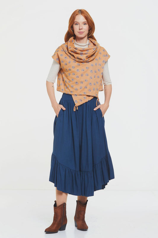 Printed Fall Crop Top Yellow