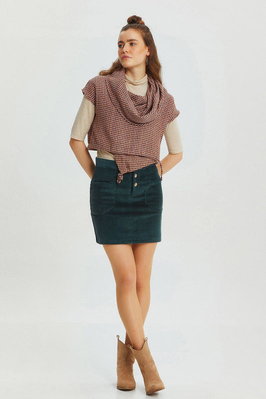 Printed Fall Crop Top Pink - Black